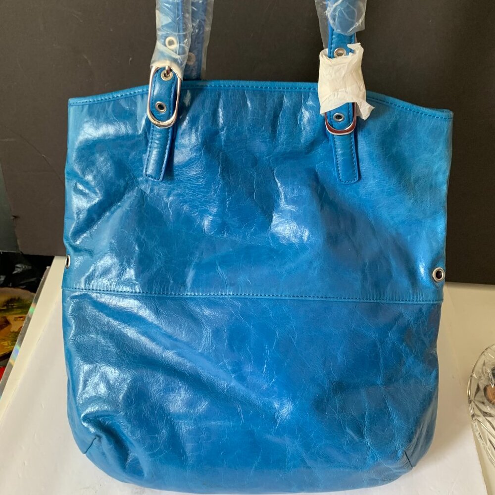 CHRISTOPHER KON ATELIER BRIGHT BLUE BAG TOTE LEATHER BAG NEW - Picture 13 of 16